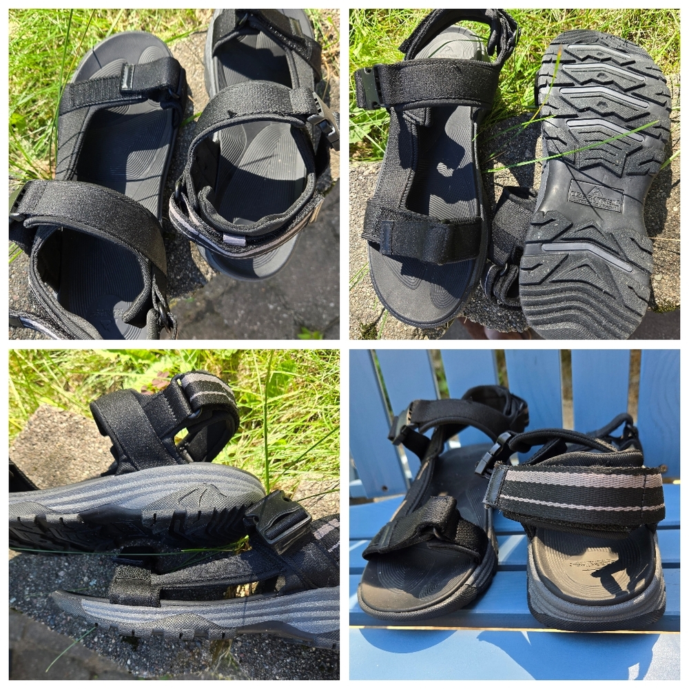 Ozark Trail Black Nylon Sandals Mens Sz 8 Hook N Loop Straps Worn Once